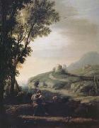 Claude Lorrain Pastoral Landscape with Piping Shepherd (mk17) oil painting reproduction